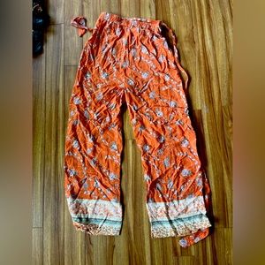Orange floral palazzo pants